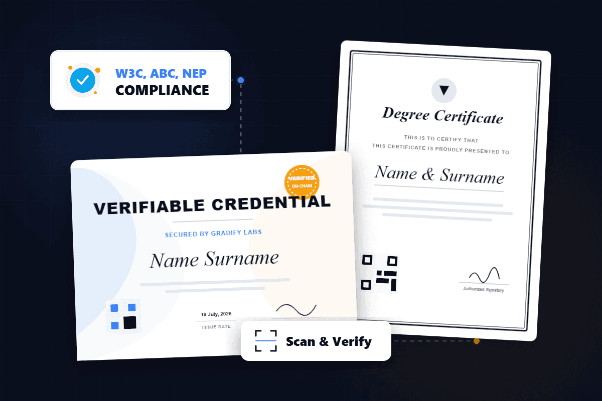 Gradify Labs blockchain credential infrastructure diagram